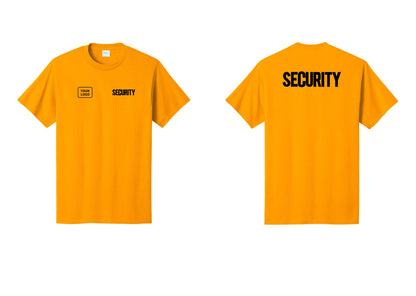 NYC Factory Custom Logo Men's Security Cotton T-Shirt - SECURITY + Your Logo + Back - Gold