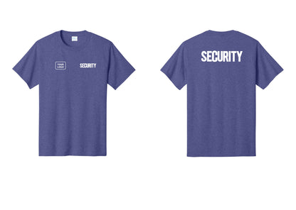 NYC Factory Custom Logo Men's Security Cotton T-Shirt - SECURITY + Your Logo + Back - Heather Purple