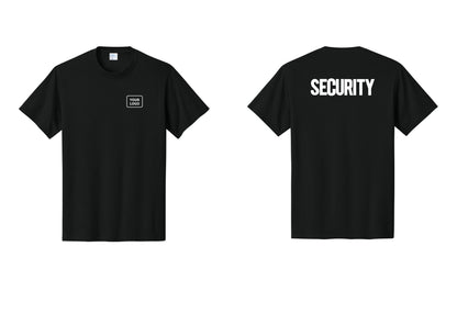 NYC Factory Custom Logo Men's Security Cotton T-Shirt - Your Logo + Back - Black