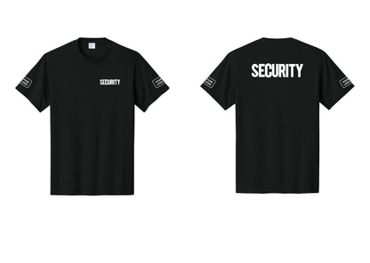 NYC Factory Custom Logo Men's Security Cotton T-Shirt - Chest + Back + Your Logo Sleeves - Black