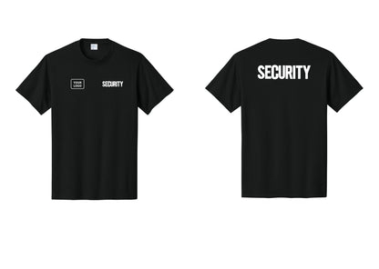 NYC Factory Custom Logo Men's Security Cotton T-Shirt - SECURITY + Your Logo + Back - Black