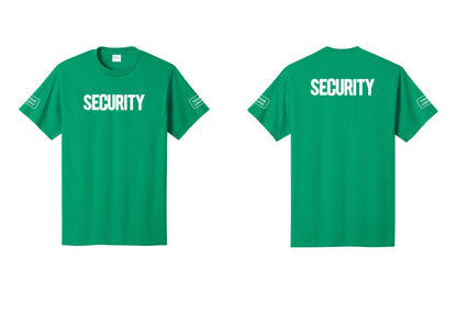 NYC Factory Custom Logo Men's Security Cotton T-Shirt - Front + Back + Your Logo Sleeves - Kelly
