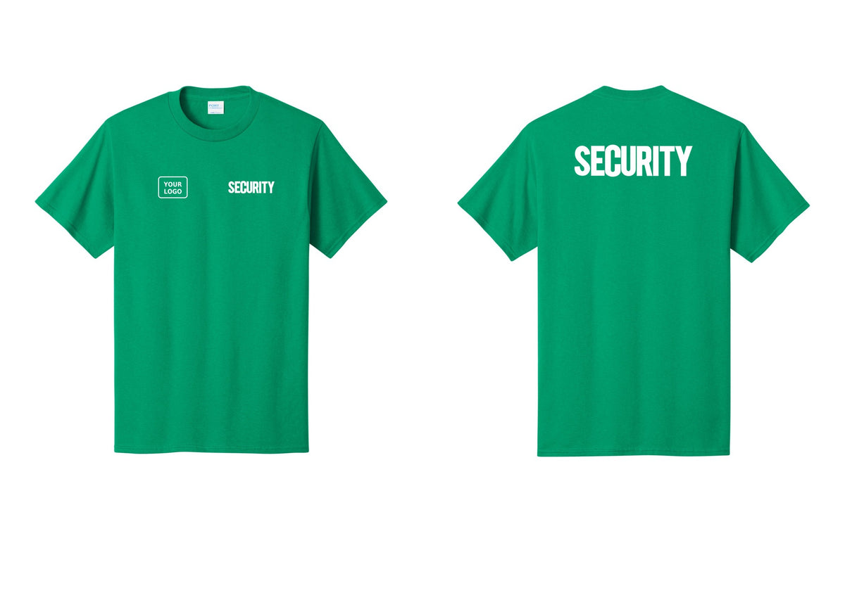 NYC Factory Custom Logo Men's Security Cotton T-Shirt - SECURITY + Your Logo + Back - Kelly