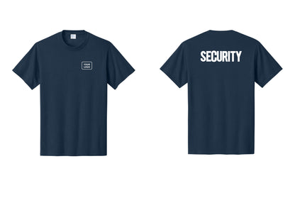 NYC Factory Custom Logo Men's Security Cotton T-Shirt - Your Logo + Back - Navy