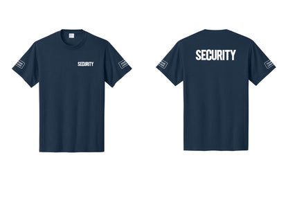 NYC Factory Custom Logo Men's Security Cotton T-Shirt - Chest + Back + Your Logo Sleeves - Navy