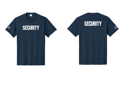 NYC Factory Custom Logo Men's Security Cotton T-Shirt - Front + Back + Your Logo Sleeve - Navy