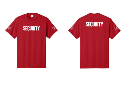 NYC Factory Custom Logo Men's Security Cotton T-Shirt - Front + Back + Your Logo Sleeves - Red