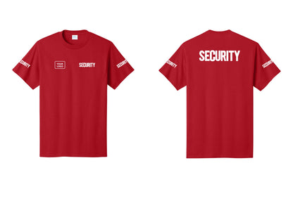 NYC Factory Custom Logo Men's Security Cotton T-Shirt - SECURITY + Your Logo + Back + Security Sleeves - Red