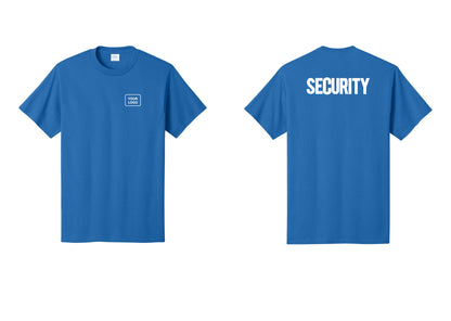 NYC Factory Custom Logo Men's Security Cotton T-Shirt - Your Logo + Back - Royal