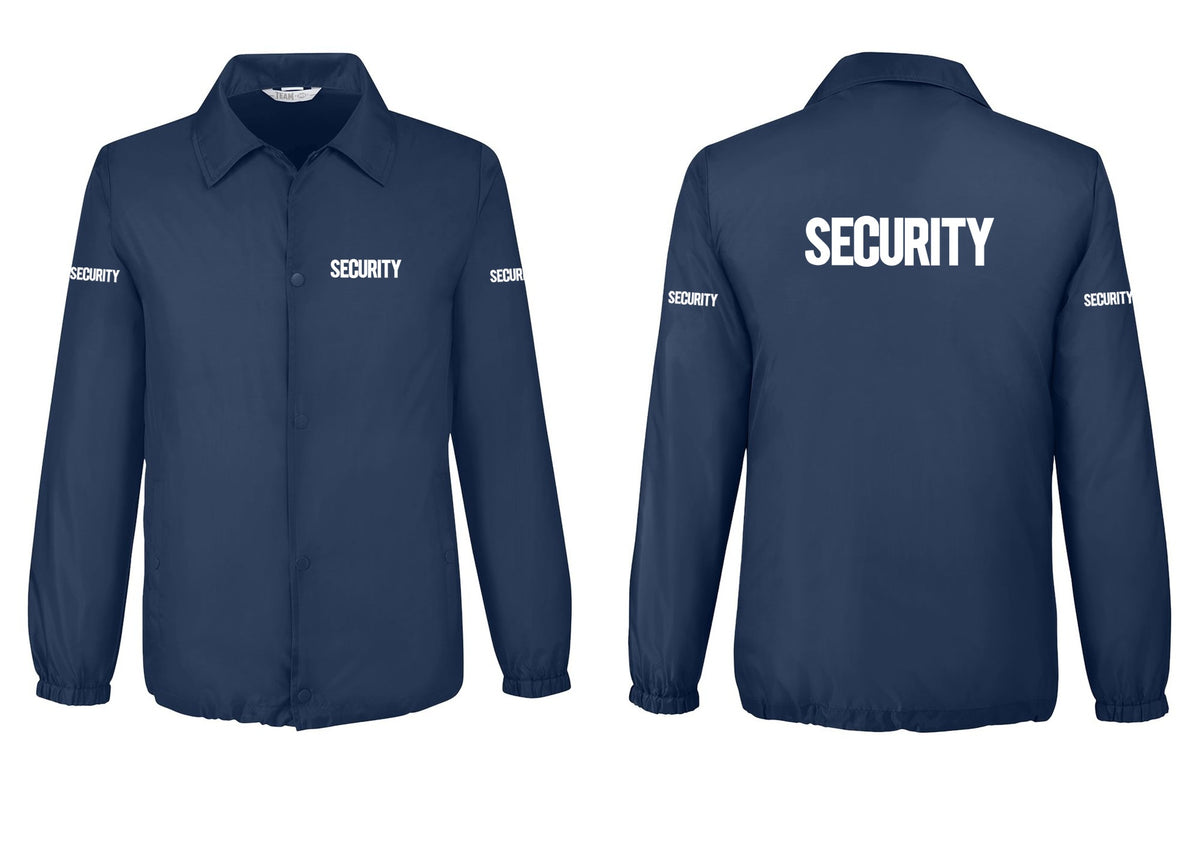 NYC Factory Security Snap-Front Coaches Jacket (Bold) - Chest + Back + Security Sleeves - Sport Dark Navy
