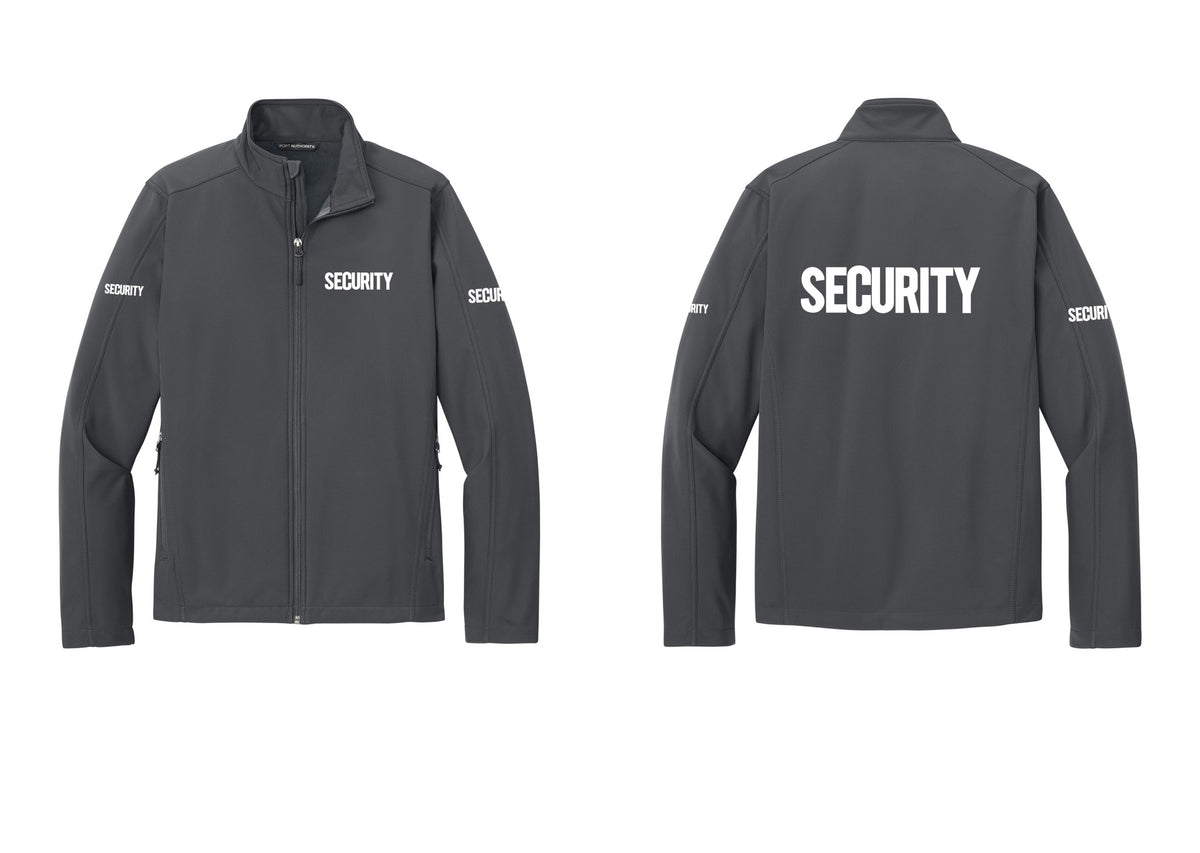 NYC Factory Security Soft Shell Jacket (Bold) - Chest + Back + Security Sleeves - Battleship Grey