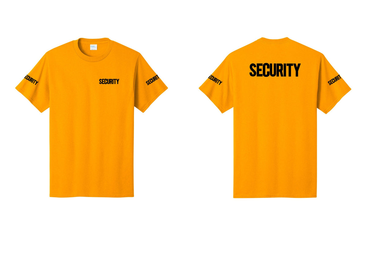 NYC Factory Men's Security Cotton T-Shirt - Chest + Back + Security Sleeves - Gold