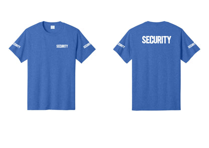NYC Factory Men's Security Cotton T-Shirt - Chest + Back + Security Sleeves - Heather Royal