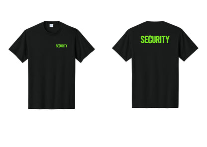 NYC Factory Men's Security Cotton T-Shirt - Chest + Back - Black / Neon