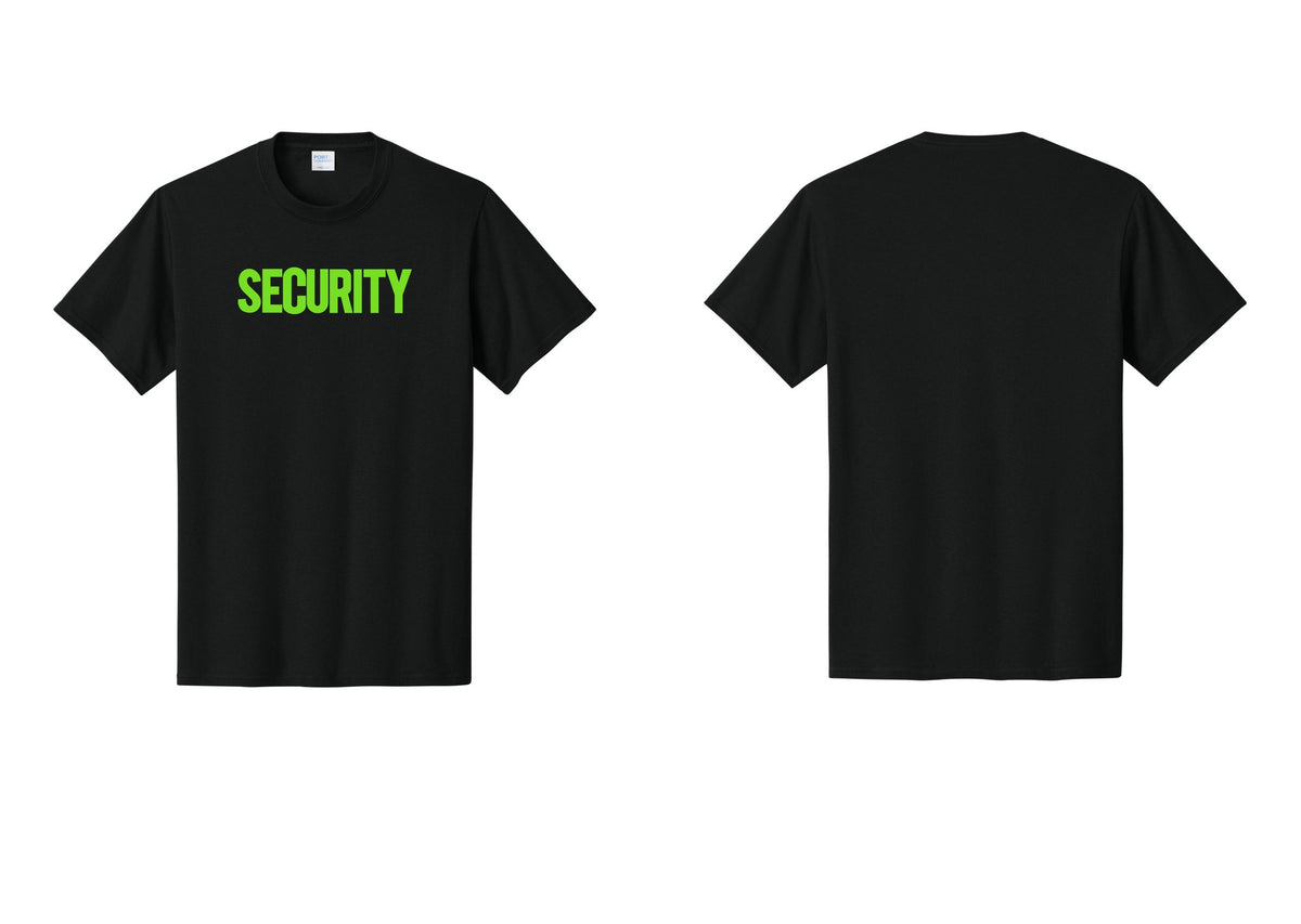 NYC Factory Men's Security Cotton T-Shirt - Front Only - Black / Neon