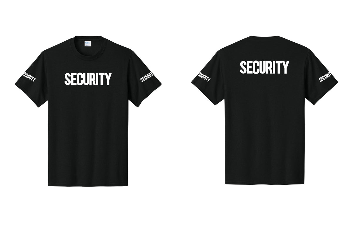 NYC Factory Men's Security Cotton T-Shirt - Front + Back + Security Sleeves - Black