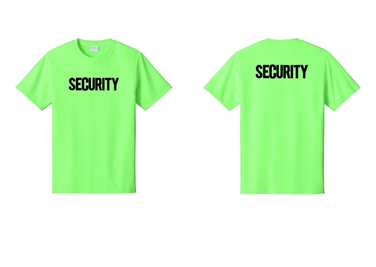 NYC Factory Men's Security Cotton T-Shirt - Front + Back - Neon Green
