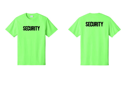 NYC Factory Men's Security Cotton T-Shirt - Front + Back - Neon Green