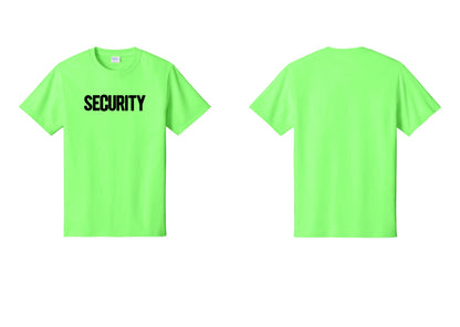 NYC Factory Men's Security Cotton T-Shirt - Front Only - Neon Green