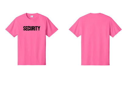 NYC Factory Men's Security Cotton T-Shirt - Front Only - Neon Pink