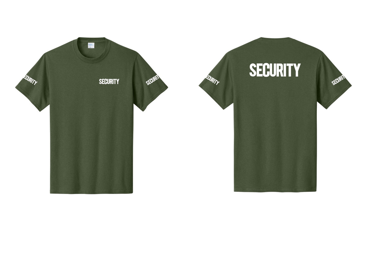 NYC Factory Men's Security Cotton T-Shirt - Chest + Back + Security Sleeves - Olive