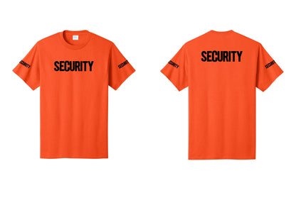 NYC Factory Men's Security Cotton T-Shirt - Front + Back + Security Sleeves - Orange