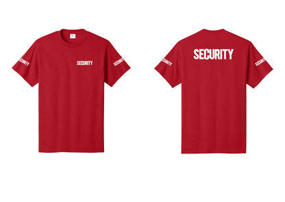 NYC Factory Men's Security Cotton T-Shirt - Chest + Back + Security Sleeves - Red