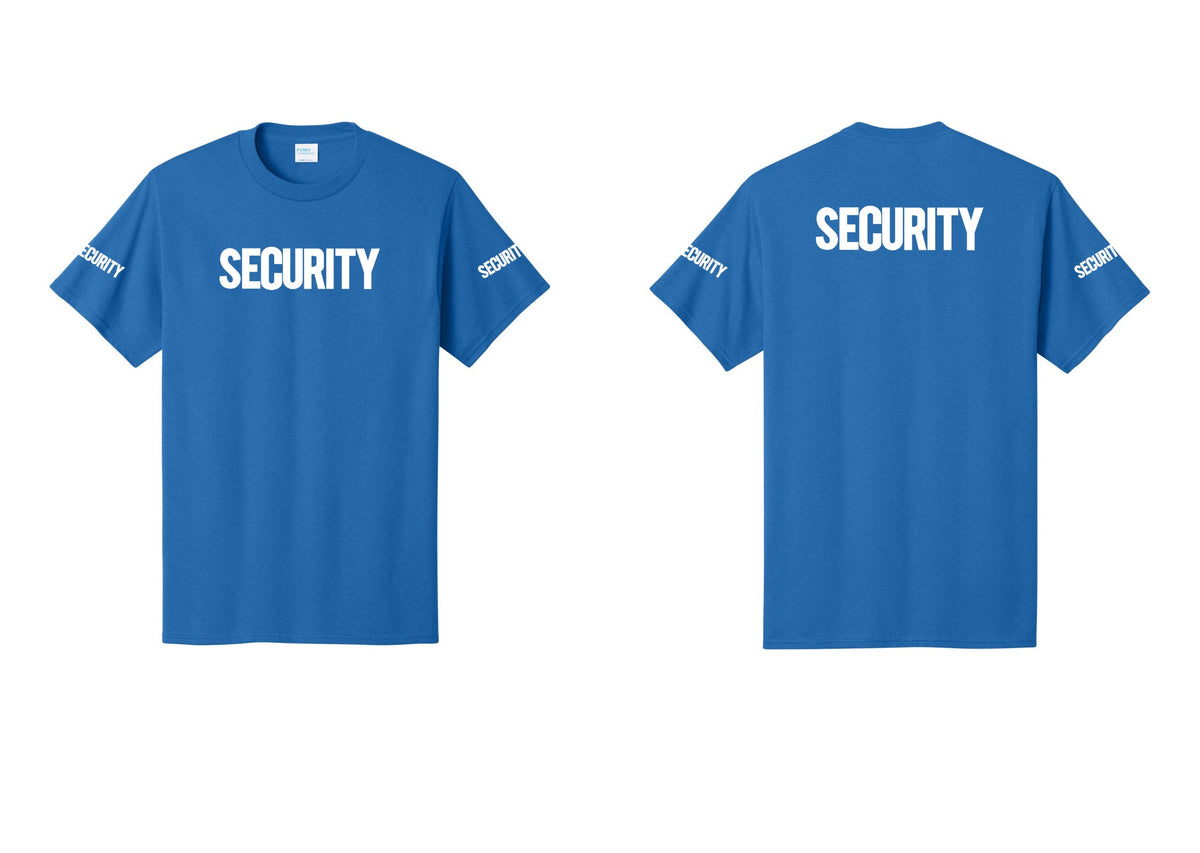 NYC Factory Men's Security Cotton T-Shirt - Front + Back + Security Sleeves - Royal