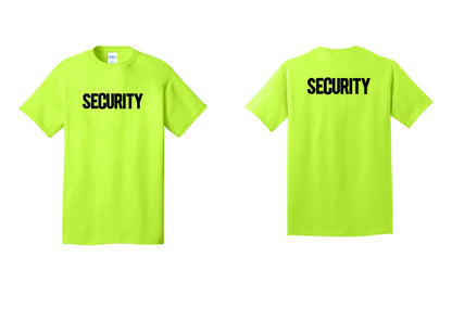 NYC Factory Men's Security Cotton T-Shirt - Front + Back - Safety Green