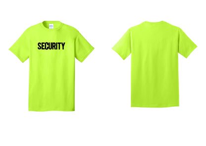 NYC Factory Men's Security Cotton T-Shirt - Front Only - Safety Green