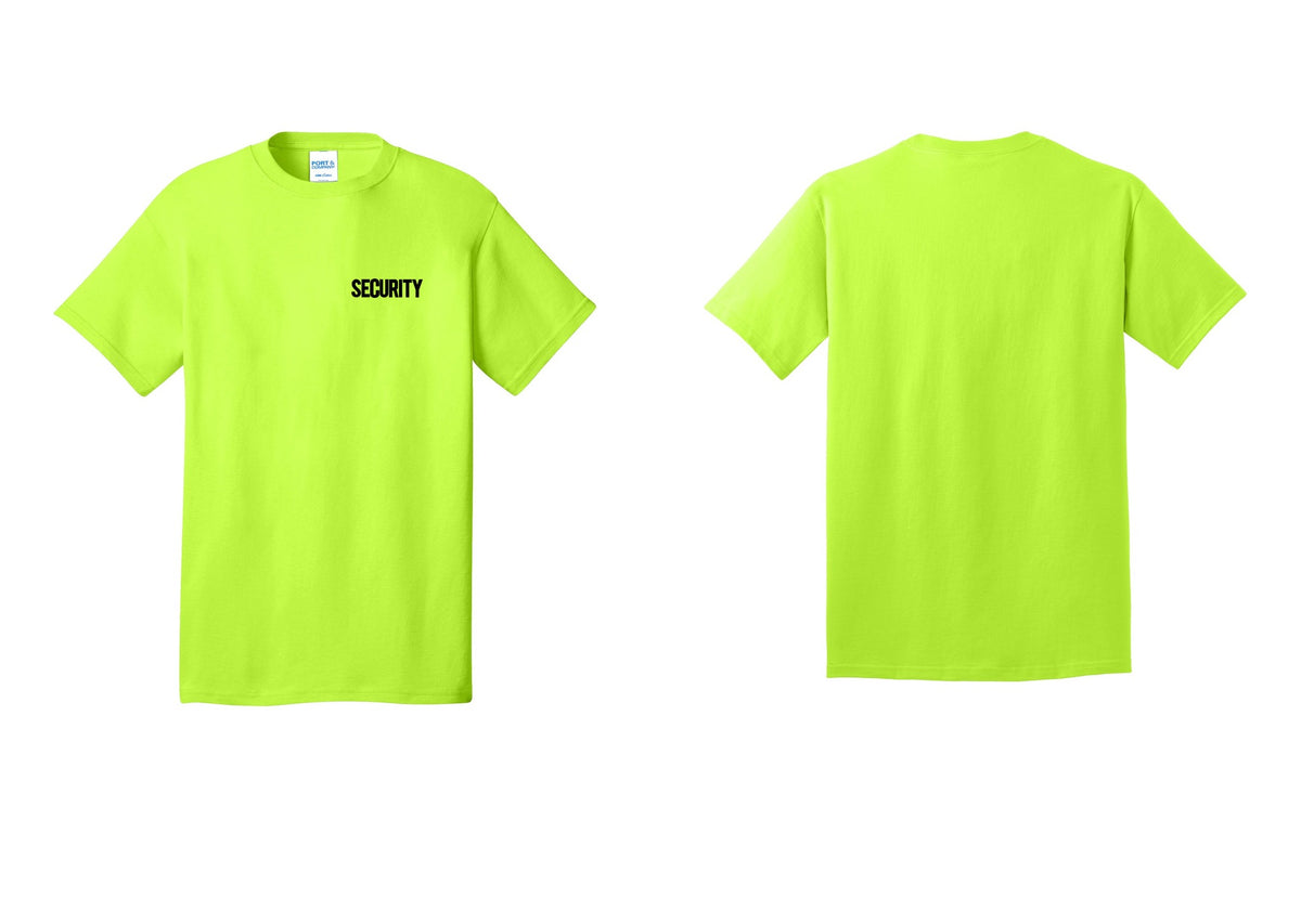 NYC Factory Men's Security Cotton T-Shirt - Chest Only - Safety Green