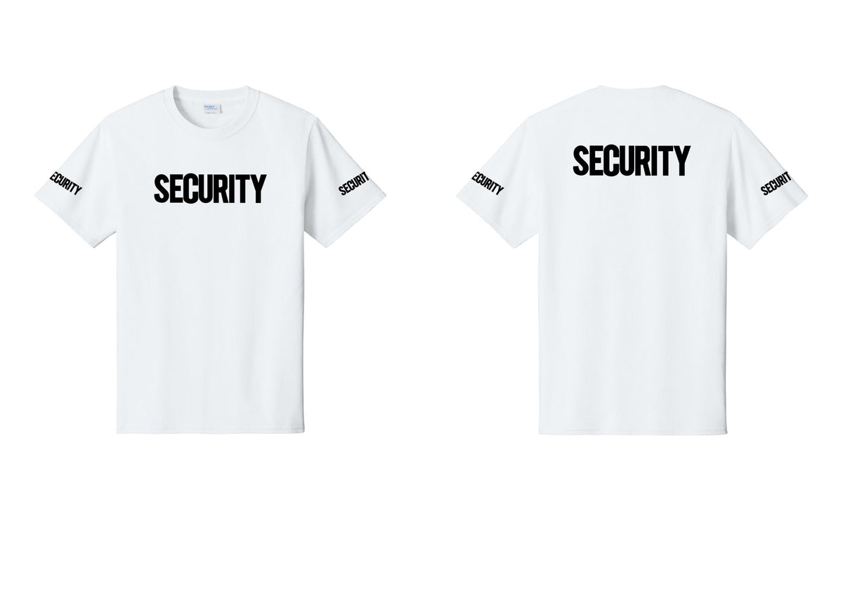 NYC Factory Men's Security Cotton T-Shirt - Front + Back + Security Sleeves - White