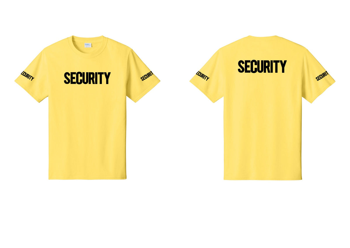 NYC Factory Men's Security Cotton T-Shirt - Front + Back + Security Sleeves - Yellow