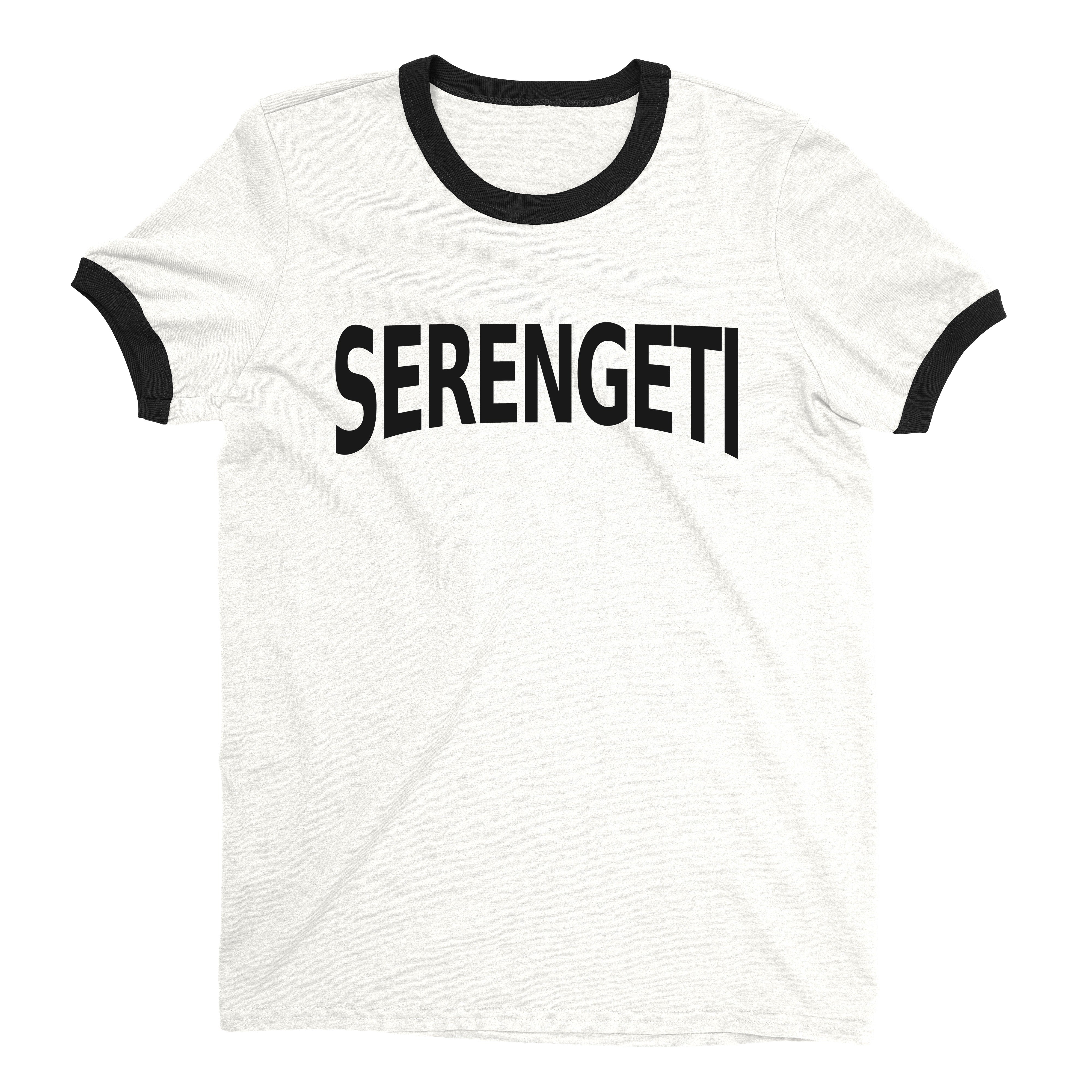Serengeti National Park Ringer Tee Retro Style Men's T-Shirt - NYC Factory - White