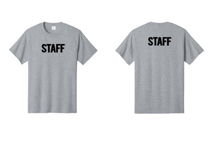 NYC Factory Staff T-Shirt, Bold Lettering - Front + Back - Athletic Heather