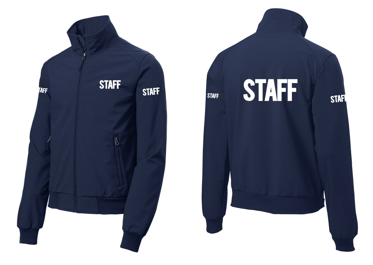 NYC Factory Staff Soft Shell Bomber Jacket (Bold) - Chest + Back + Staff Sleeves - Dress Blue Navy