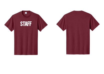 NYC Factory Staff T-Shirt, Bold Lettering - Front Only - Cardinal