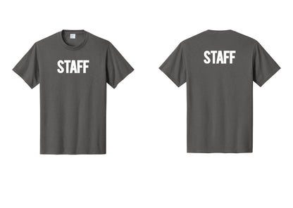 NYC Factory Staff T-Shirt, Bold Lettering - Front + Back - Charcoal