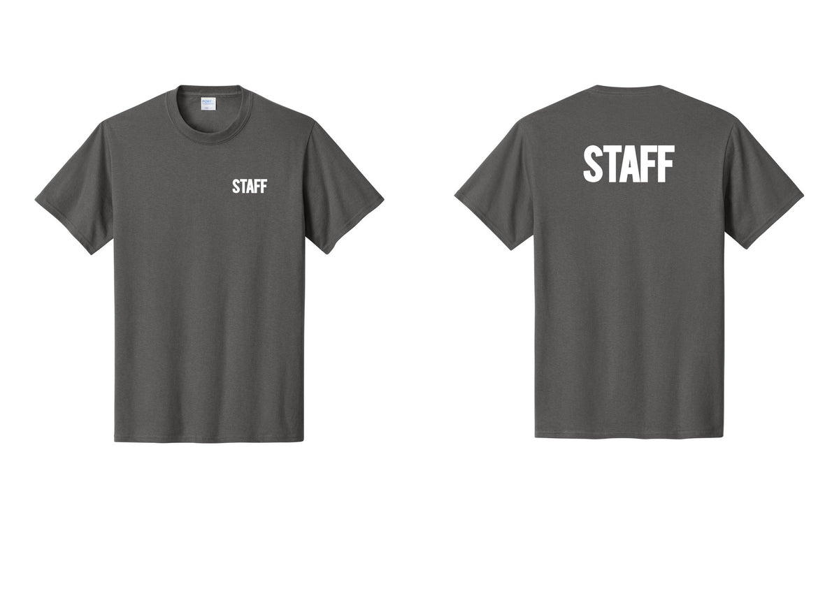 NYC Factory Staff T-Shirt, Bold Lettering - Chest + Back - Charcoal