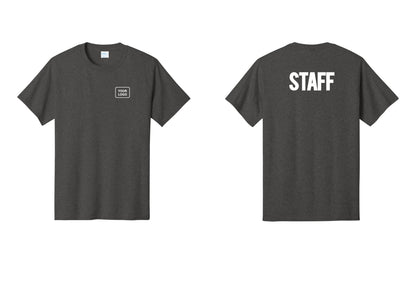 NYC Factory Custom Logo Staff T-Shirt, Bold Lettering - Your Logo + Back - Dark Heather Grey