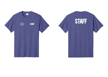NYC Factory Custom Logo Staff T-Shirt, Bold Lettering - STAFF + Your Logo + Back - Heather Purple
