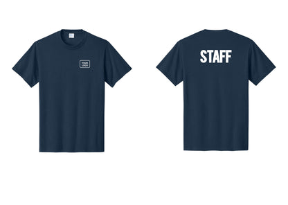 NYC Factory Custom Logo Staff T-Shirt, Bold Lettering - Your Logo + Back - Navy