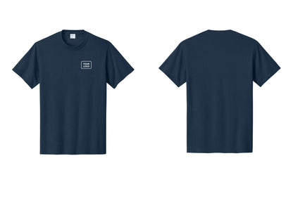 NYC Factory Custom Logo Staff T-Shirt, Bold Lettering - Your Logo Only - Navy