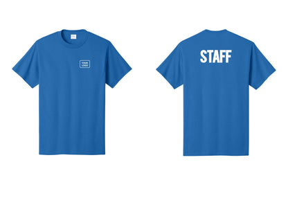 NYC Factory Custom Logo Staff T-Shirt, Bold Lettering - Your Logo + Back - Royal