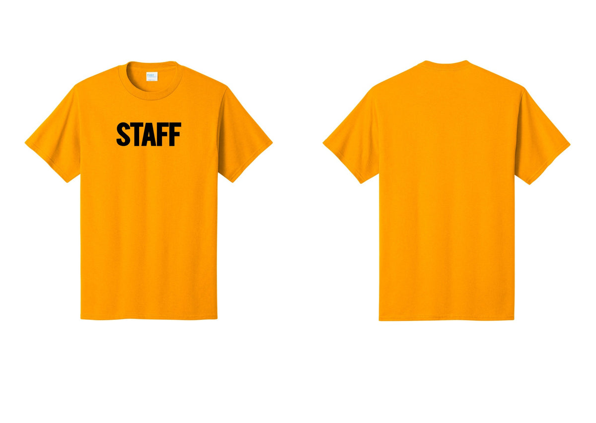NYC Factory Staff T-Shirt, Bold Lettering - Front Only - Gold