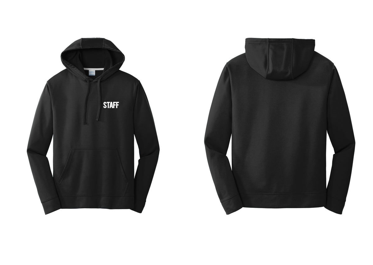 NYC Factory Staff Performance Hooded Fleece Pullover Sweatshirt (Bold) - Chest Only - Black