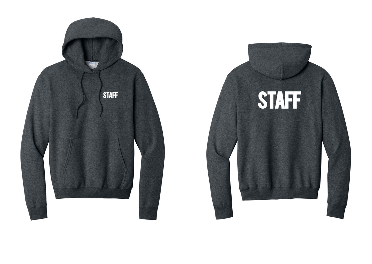 NYC Factory Staff Cotton Fleece Pullover Hoodie (Bold) - Chest + Back - Dark Heather Grey