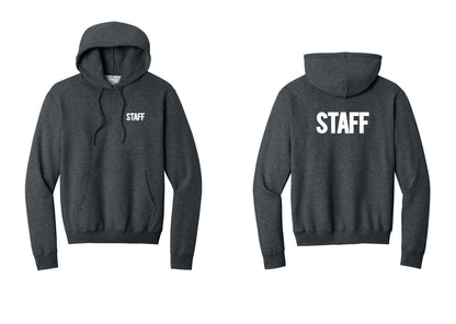 NYC Factory Staff Cotton Fleece Pullover Hoodie (Bold) - Chest + Back - Dark Heather Grey
