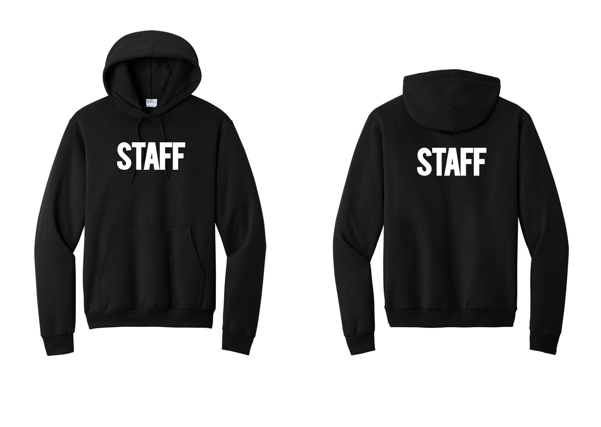 NYC Factory Staff Cotton Fleece Pullover Hoodie (Bold) - Front + Back - Black