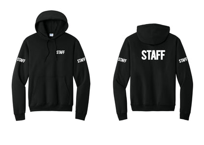 NYC Factory Staff Cotton Fleece Pullover Hoodie (Bold) - Chest + Back + Staff Sleeves - Black
